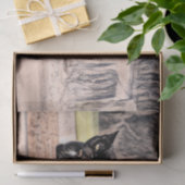 Cat Black Cute  Antiek Schets Kunst Tissuepapier (Geschenk)