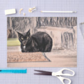 Cat Black Cute  Antiek Schets Kunst Tissuepapier (Craft)