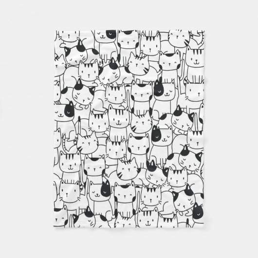 Cat Black en White Cute Pattern Fleece Deken (Voorkant)