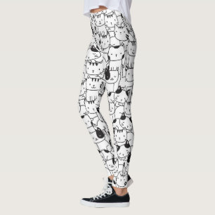 Cat Black en White Cute Pattern Leggings