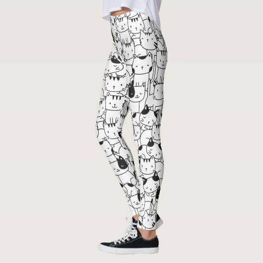 Cat Black en White Cute Pattern Leggings (Links)