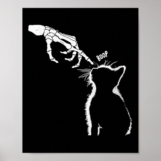 Cat Black Lover Skeleton Hand Boop Funny Halloween Poster (Voorkant)