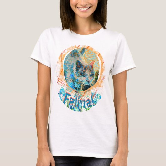 Cat Blue Eyes Oubliez-moi pas Feline Art T-Shirt (Devant)