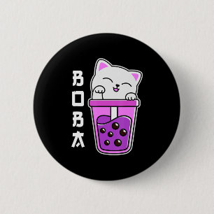 Cat Boba Anime Bubble Tea Neko Girls Kawaii Girls Ronde Button 5,7 Cm