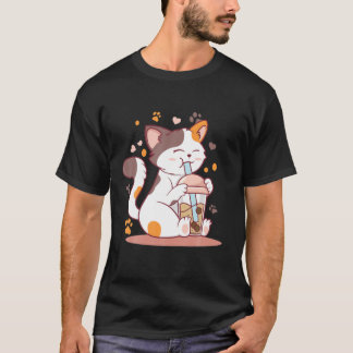 Cat Boba Tea Bubble Tea Anime Kawaii Japans Neko T-shirt