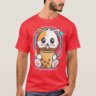 Cat Boba Tea Bubble Tea Anime Kawaii Neko 576 T-shirt