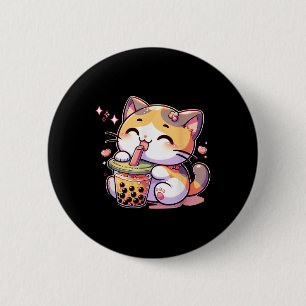 Cat Boba Tea Bubble Tea Anime Kawaii Neko Kinder T Ronde Button 5,7 Cm