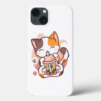 Cat Boba Tea Bubble Tea Anime Kawaii Neko voor mei iPhone 13 Hoesje