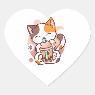 Cat Boba Tea Bubble Tea Anime Kawaii Neko voor mei Hart Sticker