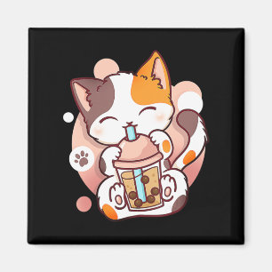 Cat Boba Tea Bubble Tea Anime Kawaii Neko voor mei Magneet