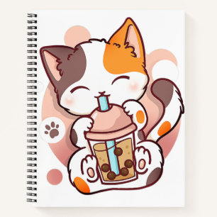 Cat Boba Tea Bubble Tea Anime Kawaii Neko voor mei Notitieboek