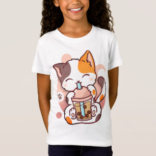 Cat Boba Tea Bubble Tea Anime Kawaii Neko voor mei T-shirt