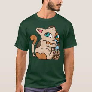 Cat Boba Tea Bubble Tea Anime Kawaii Neko voor mei T-shirt