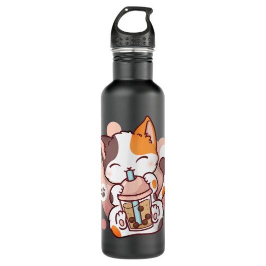 Cat Boba Tea Bubble Tea Anime Kawaii Neko Waterfles (Voorkant)