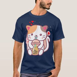 Cat Boba Tea Bubble Tea Kawaii Anime Japanse neko T-shirt