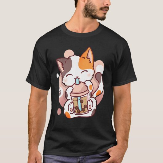 Cat Boba Tea Bubble Tea Neko T-shirt (Voorkant)