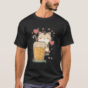 Cat Boba Tea Kawaii Kat Bubble Tea Anime T-shirt
