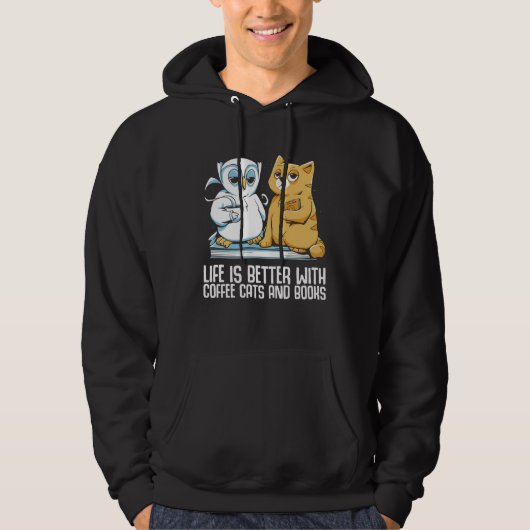 Cat books  Cats reading  Cat read Hoodie (Voorkant)