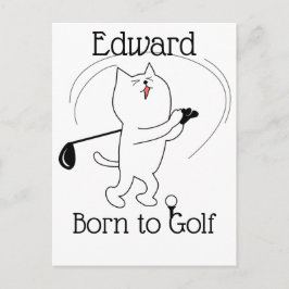 Cat Born to Golf Briefkaart