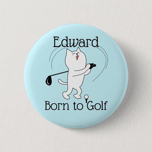 Cat Born to Golf Ronde Button 5,7 Cm (Voorkant)