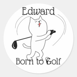 Cat Born to Golf Ronde Sticker