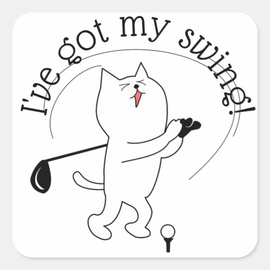 Cat Born to Golf Vierkante Sticker (Voorkant)