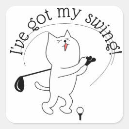 Cat Born to Golf Vierkante Sticker