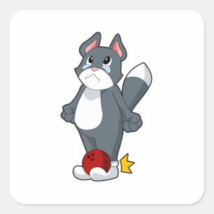 Cat Bowling Bowling ball Vierkante Sticker