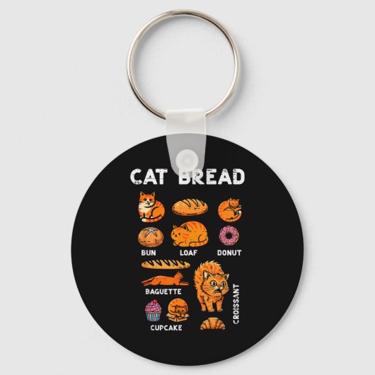 Cat Bread Bun Loaf Cute Kitten Kitty Food Pun Wome Sleutelhanger (Voorkant)