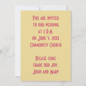 Cat Bride and Groom Wedding Invitation pink yellow (Dos)