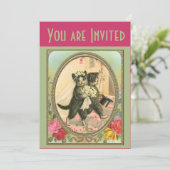 Cat Bride en Groom Wedding Invitation Kaart (Staand voorkant)