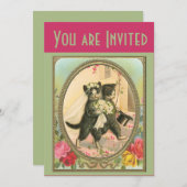 Cat Bride en Groom Wedding Invitation Kaart (Voorkant / Achterkant)