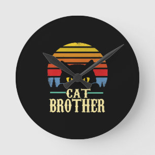Cat Brother Eighties Style Retro T-shirt Ronde Klok