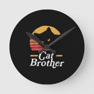Cat Brother  Style Retro Cadeau voor katteplaat Ronde Klok