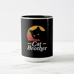 Cat Brother Style Retro Cadeau voor katteplaat Tweekleurige Koffiemok