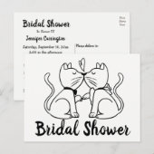 Cat Bruids Douche Uitnodiging Zwart Wit Modern Briefkaart (Voorkant / Achterkant)