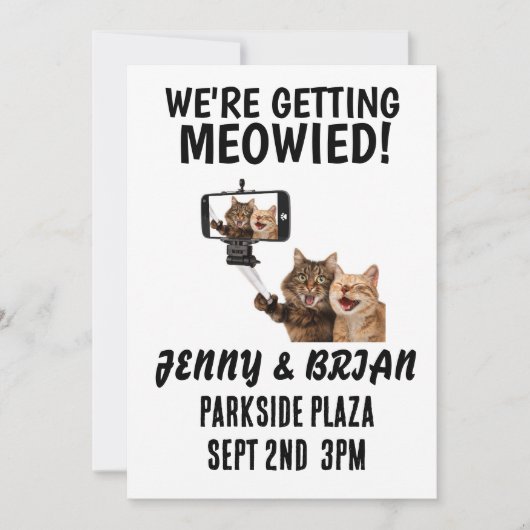 CAT BRUILOFT AANGEPASTE UITNODIGINGEN (Voorkant)
