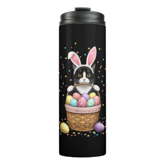 Cat Bunny Ears Eggs Meowy Easter Rabbit Lover Mann Thermosbeker