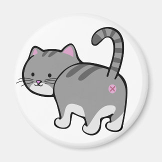 Cat Butt Grey Tabby Magneet