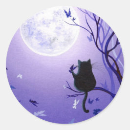 Cat Butterfly Swirl Ronde Sticker