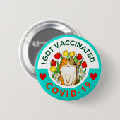 Cat-Button met covid-vaccinatie Ronde Button 5,7 Cm (Voorkant /achterkant)