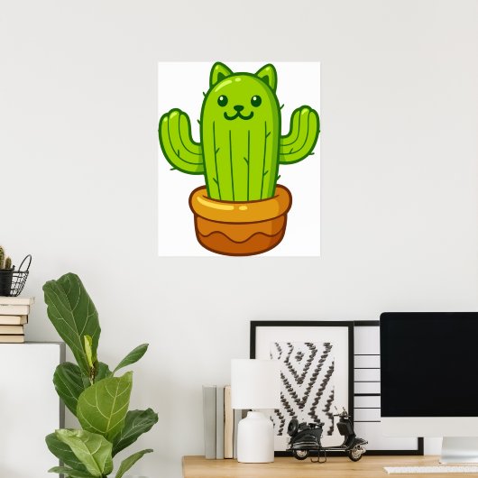 Cat cactus catcus poster (Thuiskantoor)