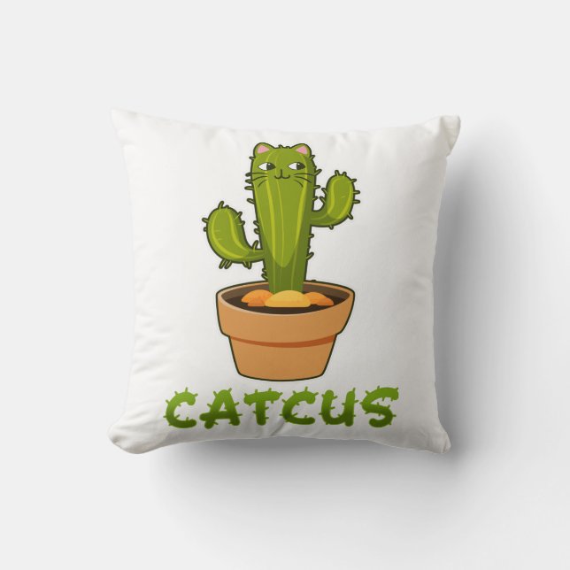 Cat Cactus Pet Plant Kussen (Voorkant)