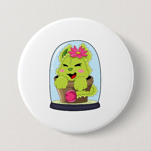 Cat Cactus Ronde Button 7,6 Cm (Voorkant)