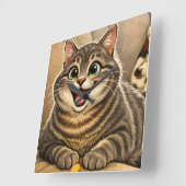 Cat caricature vierkante klok (Hoek)