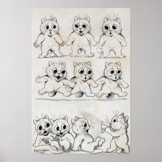 Cat Cartoon, Louis Wain Poster (Voorkant)