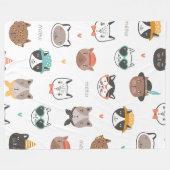 Cat Cartoon Pattern Fleece Deken (Voorkant (Horizontaal))