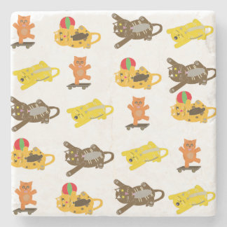 cat cartoon pattern onderzetter