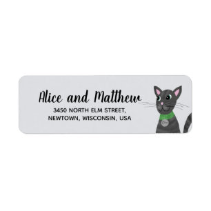 Cat Cat Baby shower Return Address Cute Gray Tabby Etiket
