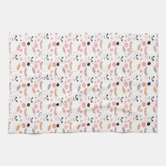 Cat Cat Cat Cute Pattern Theedoek (Horizontaal)